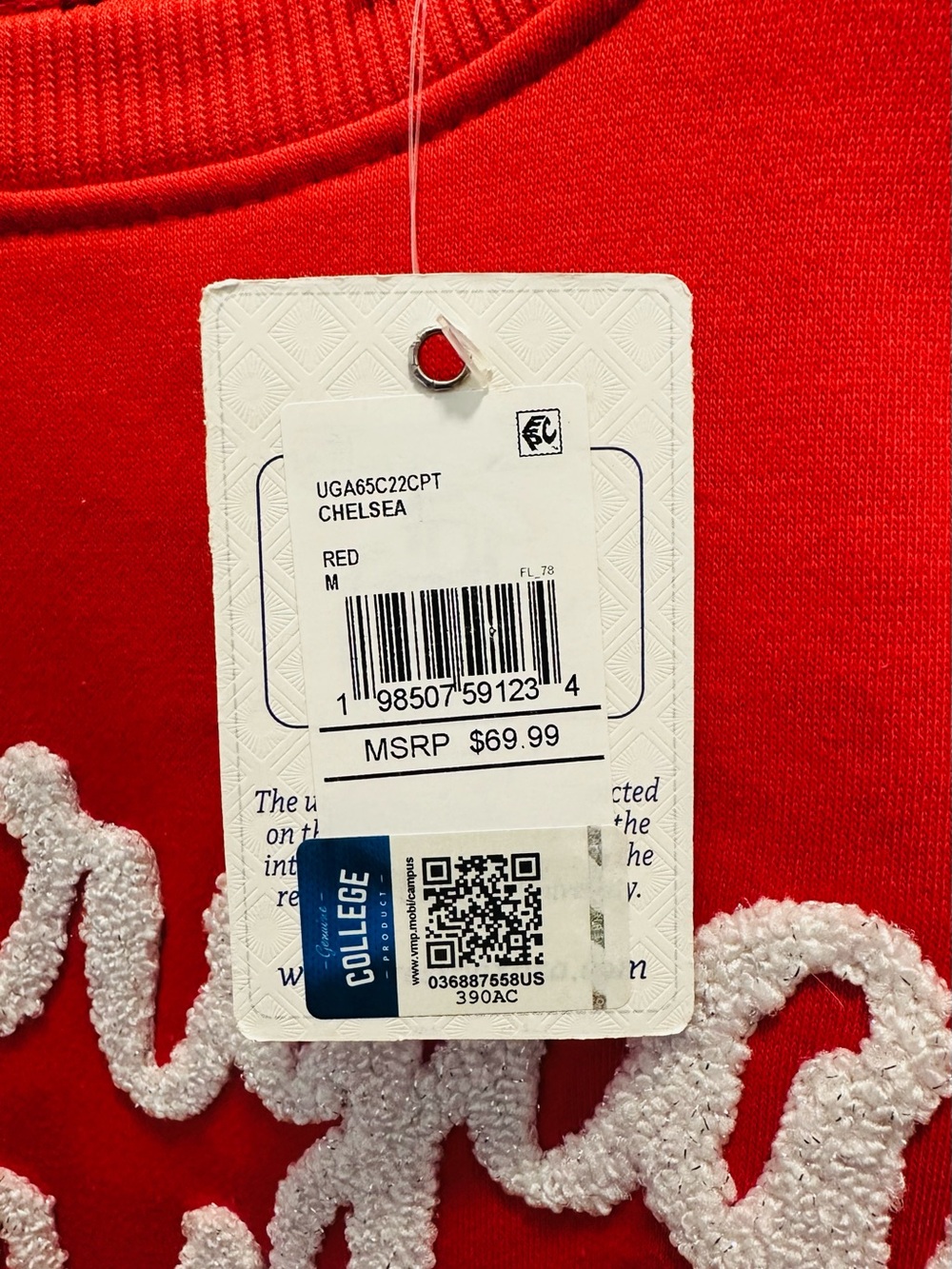 Pressbox Red Sweatshirt with White Chenille Script - Picture 4 of 5